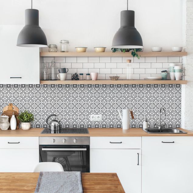 Kitchen splashback tiles Geometrical Tile Mix Circles Grey