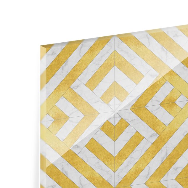 Splashback - Geometrical Tile Mix Art Deco Gold Marble - Square 1:1