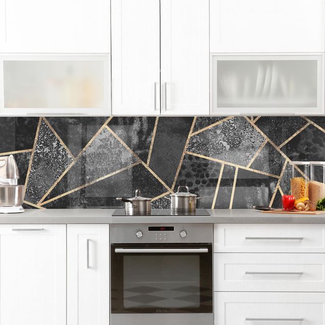 Kitchen splashback patterns Grey Triangles Gold