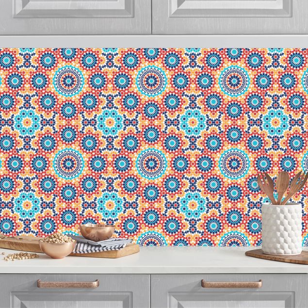 Kitchen Oriental Patterns With Colourful Flowers