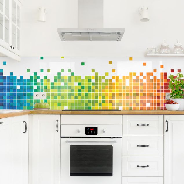 Kitchen splashback abstract Pixel Rainbow