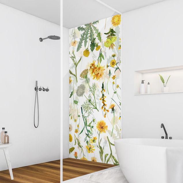 Shower wall cladding Yellow Wild Flowers