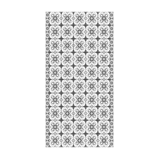 rug tile pattern Geometrical Tile Mix Flower Grey