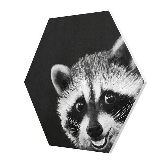 Black and white wall art Illustration Racoon Black And White Painting