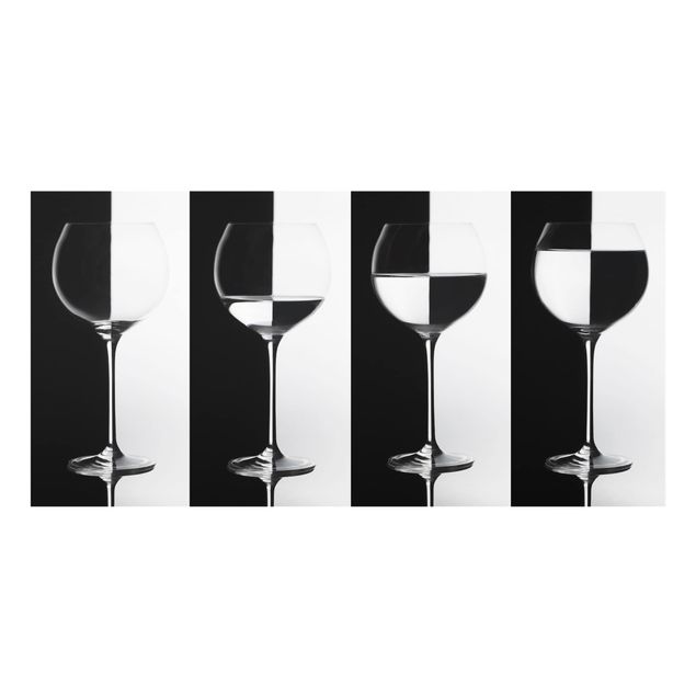 Glass Splashback - Wine Glasses In Black & White - Landscape 1:2