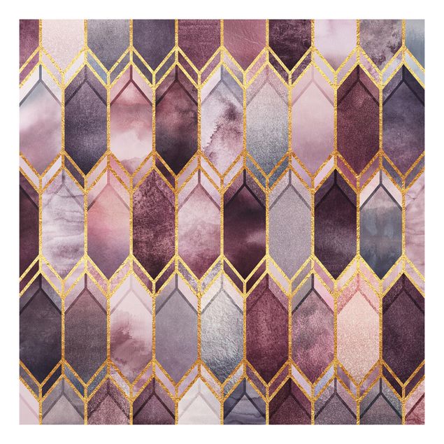 Kitchen Stained Glass Geometric Rose Gold