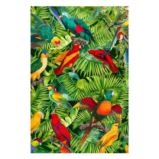 Safari animal prints Colourful Collage - Parrots In The Jungle