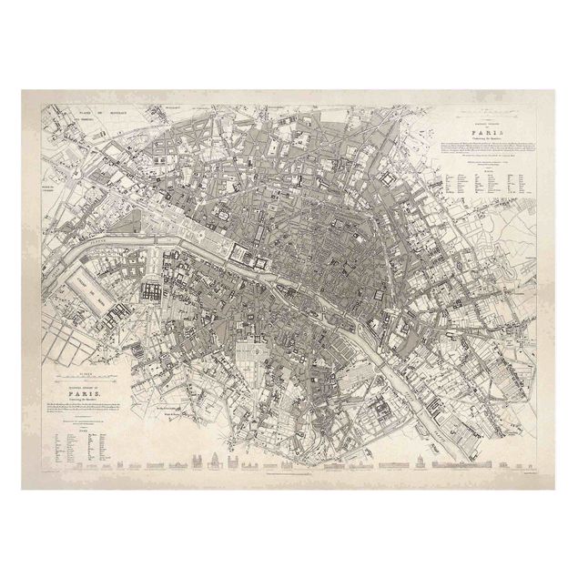 Prints Paris Vintage Map Paris