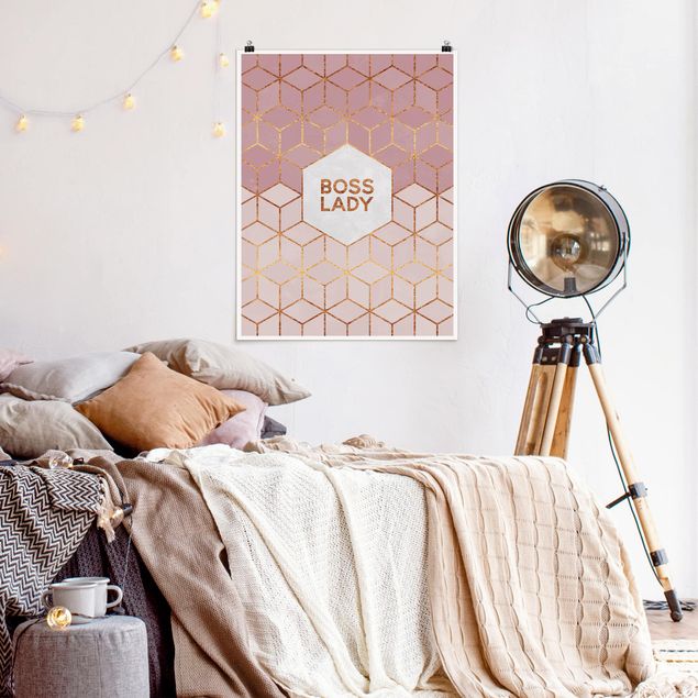 Art posters Boss Lady Hexagons Pink