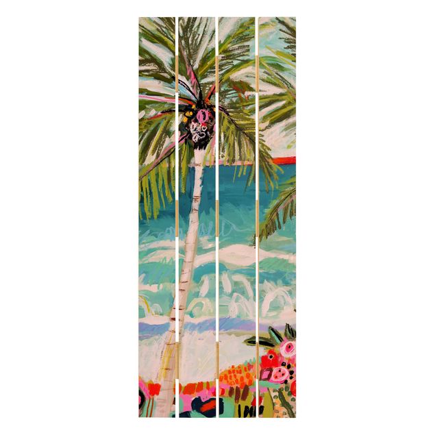 Prints Palm Tree With Pink Flowers I