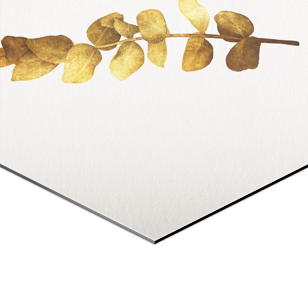 Hexagon photo prints Gold - Tropical Leaves Set I