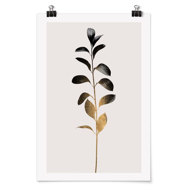 Art posters Graphical Plant World - Gold And Grey