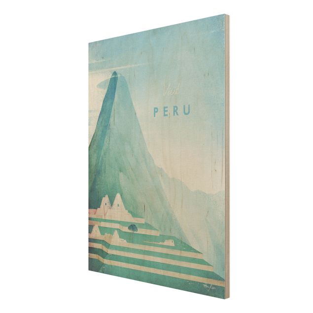 Wood prints vintage Travel Poster - Peru