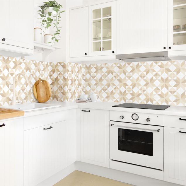 Kitchen splashback tiles Star Shaped Tiles - Beige