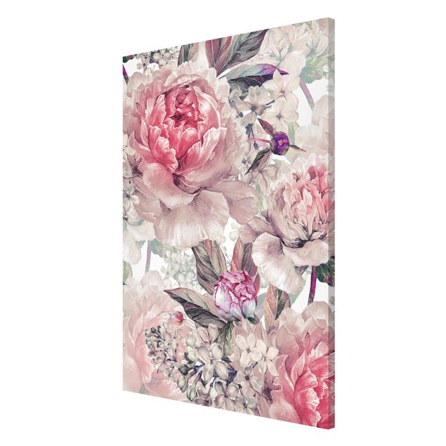 Floral canvas Delicate Watercolour Peony Pattern