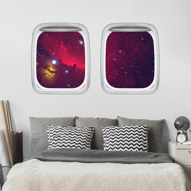 Kids room decor Aircraft Window Colourful Galaxy