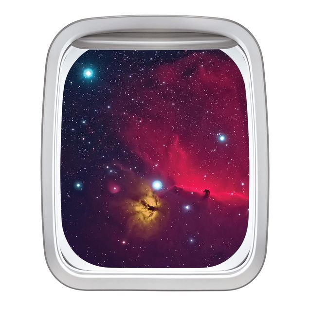 3d wall art stickers Aircraft Window Colourful Galaxy
