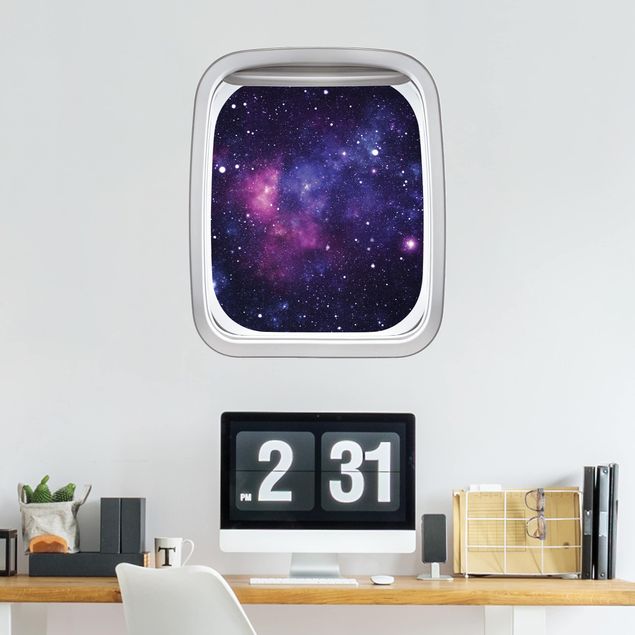 Kids room decor Aircraft Window Galaxy