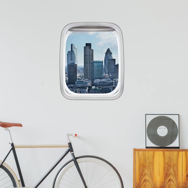 Wall stickers city ​​names Aircraft Window London Skyline