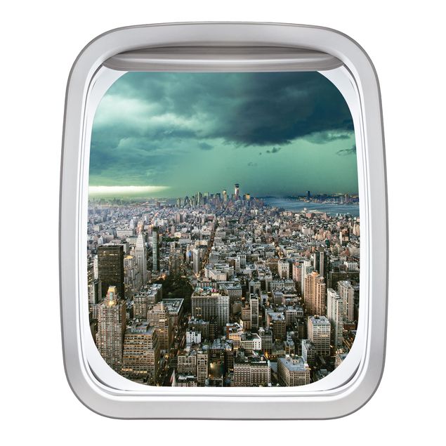 Kitchen Aircraft Window Skyline New York In The Storm