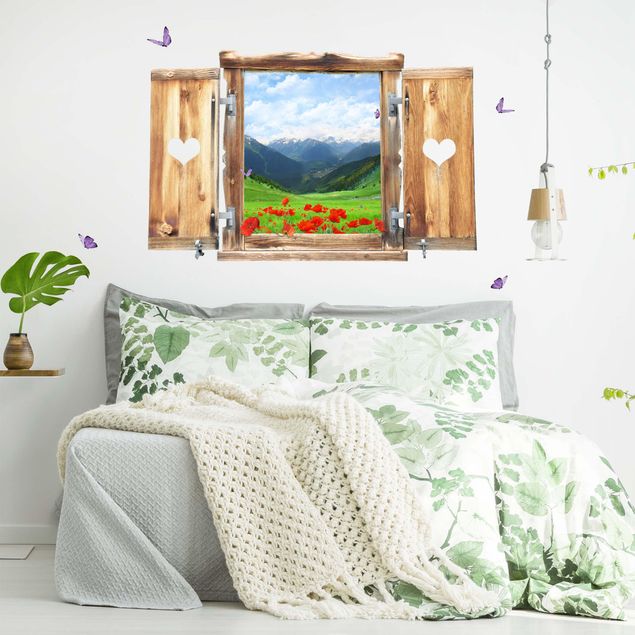 Floral wall stickers Window With Heart Alpine Meadow