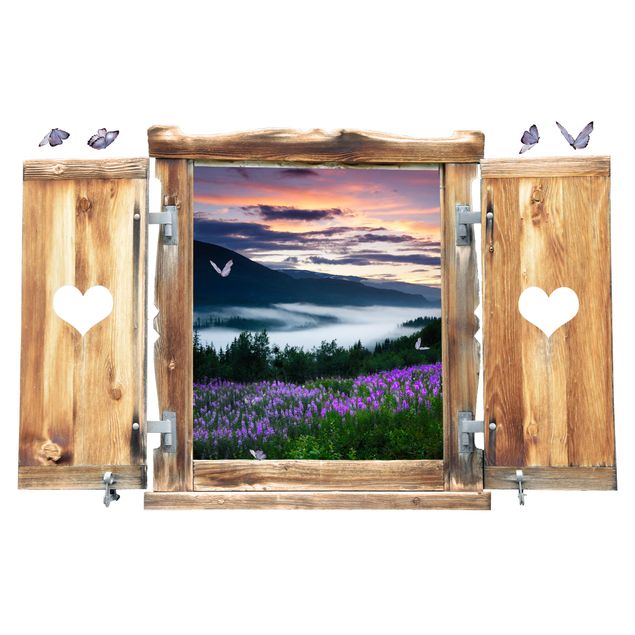 3d wall art stickers Window With Heart Valley In Norway
