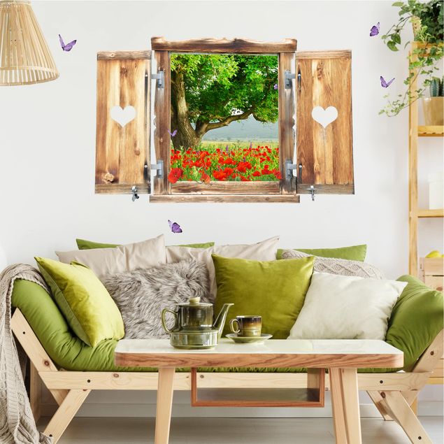 Wall stickers trees Window With Heart Summer Meadow