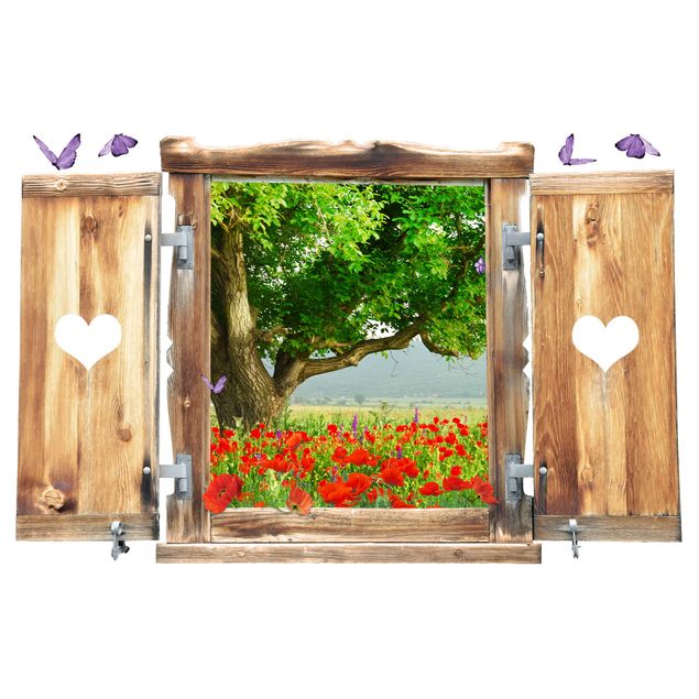 Wall stickers flower Window With Heart Summer Meadow