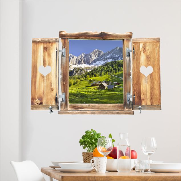 Kitchen Window With Heart Styria Alpine Meadow