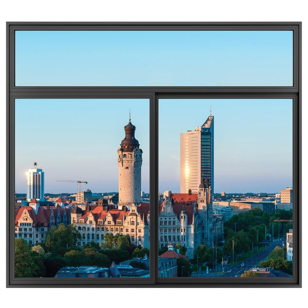 Kitchen Window Black Leipzig Skyline
