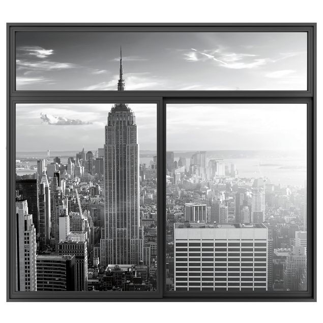 Kitchen Window Black Manhattan Skyline