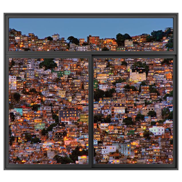Kitchen Window Black Rio De Janeiro Favela  Sunset