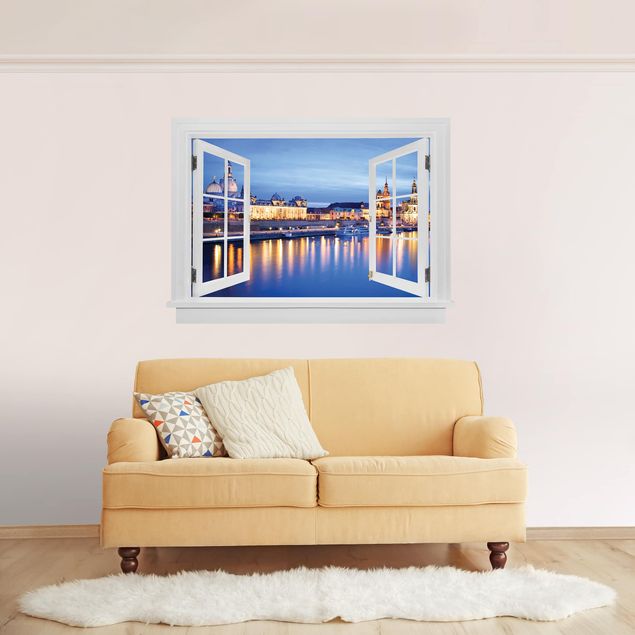 Wall stickers metropolises Open Window Canaletto'S View At Night