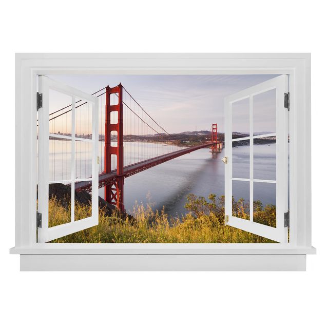 Kitchen Open Window Golden Gate Bridge In San Francisco