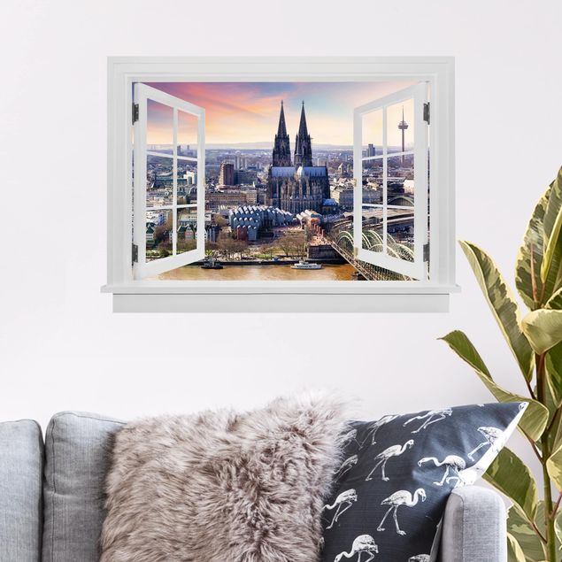 Wall stickers metropolises Open Window Cologne Skyline With Duomo