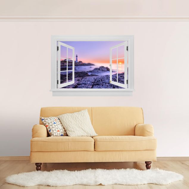 Wall stickers island Open Window Lighthouse In The Morning