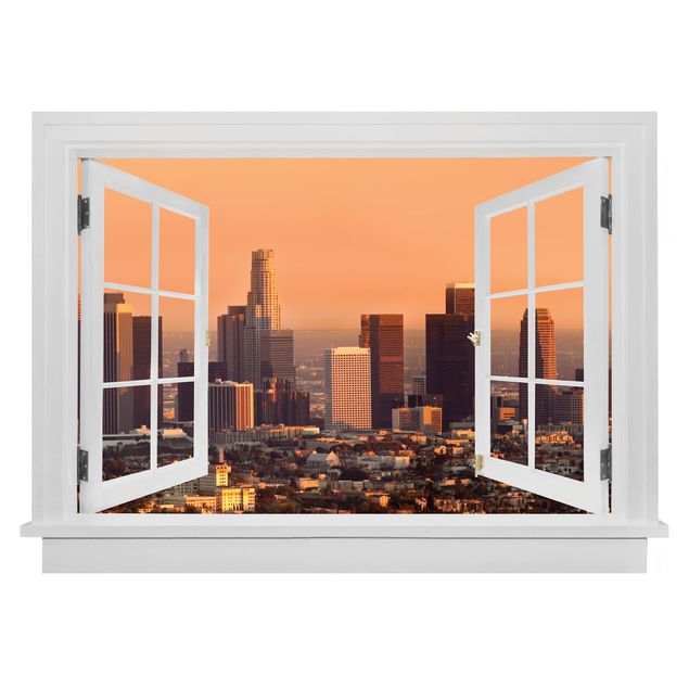 Kitchen Open Window Skyline Of Los Angeles