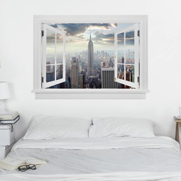 Wall stickers city ​​names Open Window Sunrise In New York
