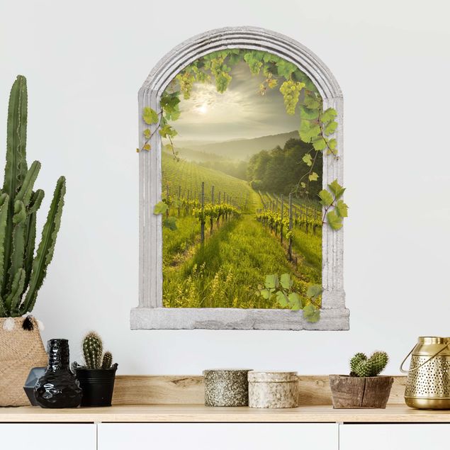 Kitchen Stone Arch Sun Rays Vineyard With Vines
