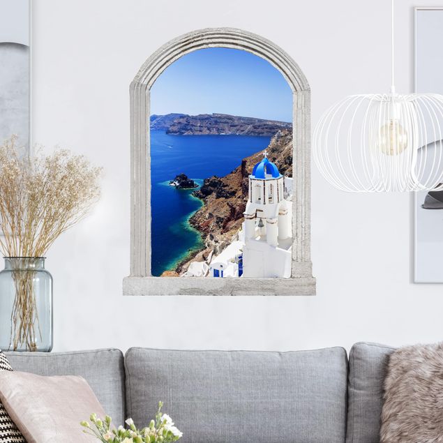 Wall stickers metropolises Stone Arch View Over Santorini