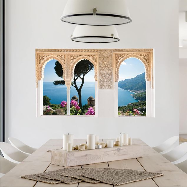 Stone wall decal Decorated Window View From The Garden On The Sea