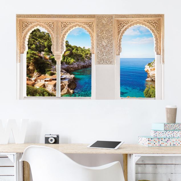 Kitchen Decorated Window Cala De Deia In Majorca