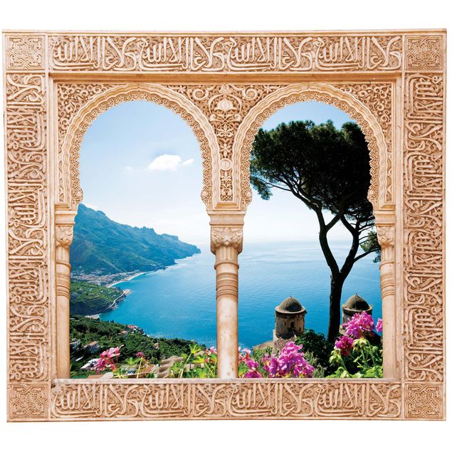 Wall stickers island Decorated Window View From The Garden On The Sea