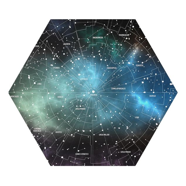 Prints black Stellar Constellation Map Galactic Nebula