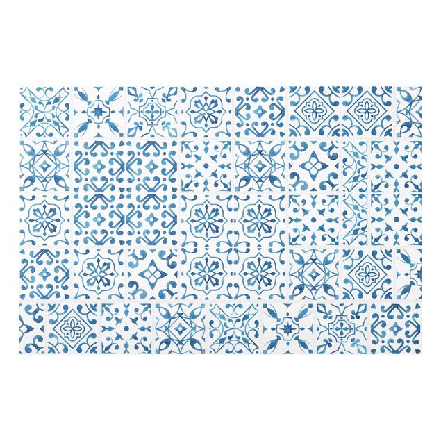 Glass splashback Tile pattern Blue White