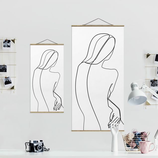 Black and white wall art Line Art Back Woman Black And White