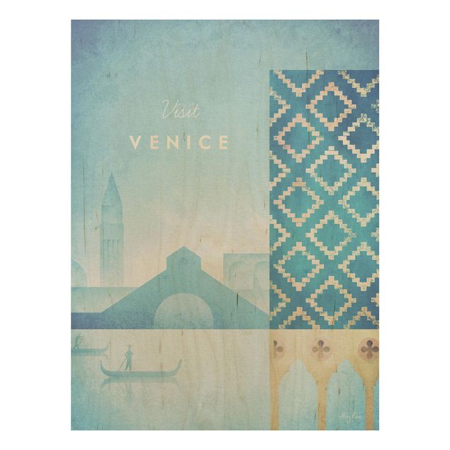 Vintage wood prints Travel Poster - Venice