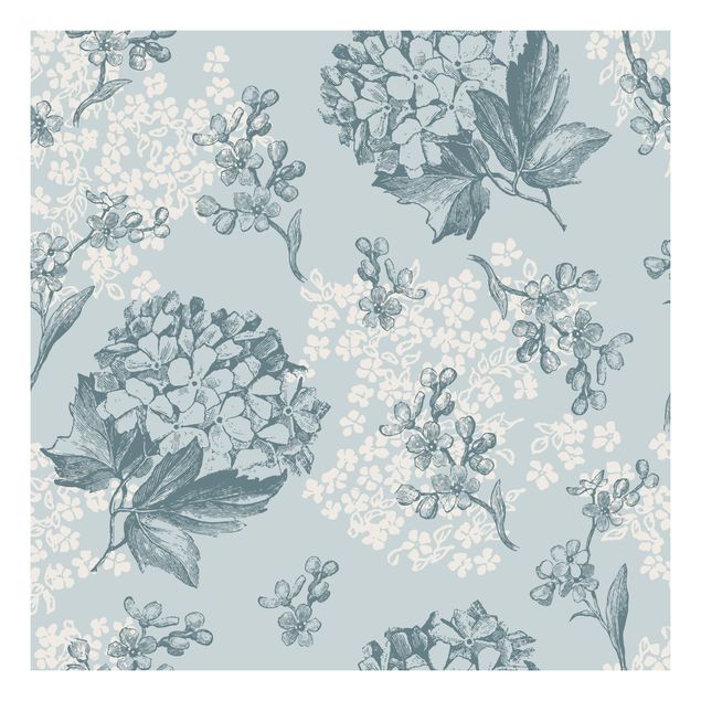 Self adhesive furniture covering Hydrangea Pattern In Blue