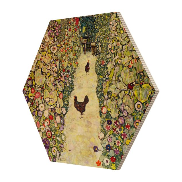 Prints Gustav Klimt - Garden Path with Hens
