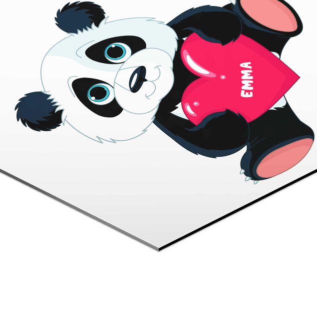 Hexagonal prints Panda With Heart